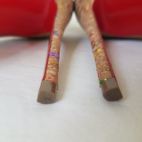 Christian Louboutin So Kate 120 Cork Multicolor Foil Heels SIZE 36.5 Dust Bag - Picture 11 of 16